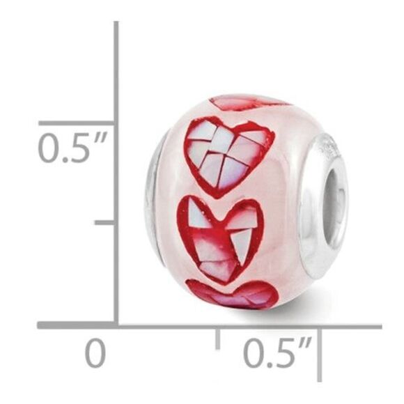 Sterling Silver Reflections Pink Fiber Optic Glass Mosaic Bead, Brand New - Picture 2 of 3